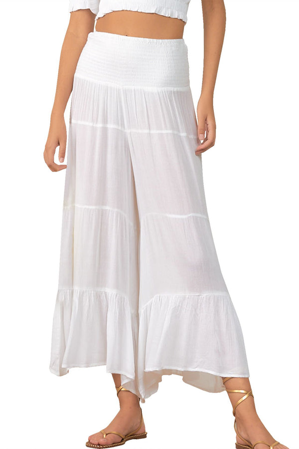 Solid  Palazzo Pant in White
