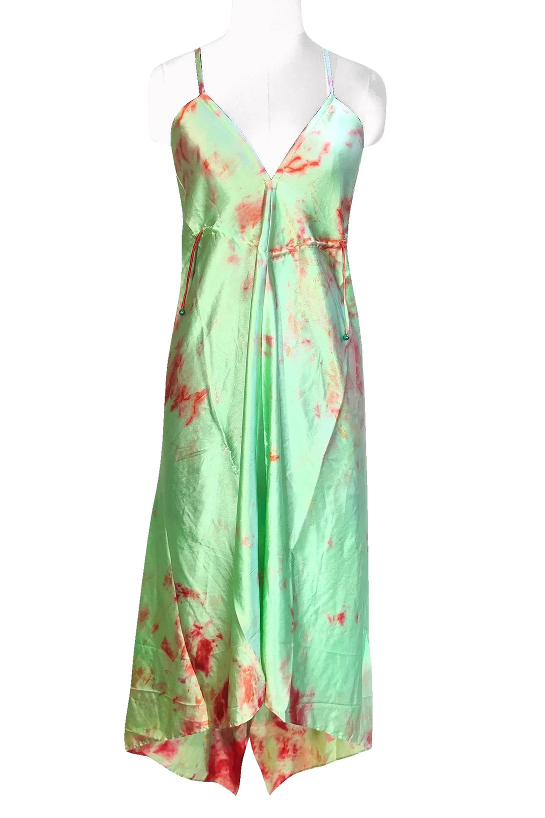One Size Mint Coral Tie Dye Maxi Slip Dress One Size Mint Coral Tie Dye Maxi Slip Dress