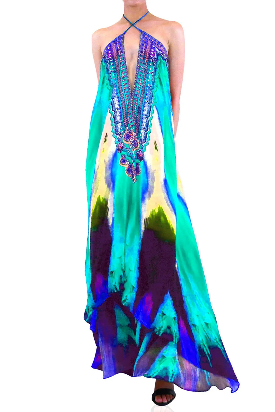 aqua watercolor maxi dress Aqua Watercolor Maxi Dress