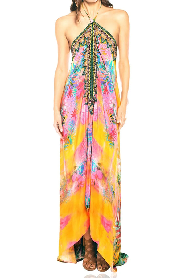 Orange Backless Maxi Dress