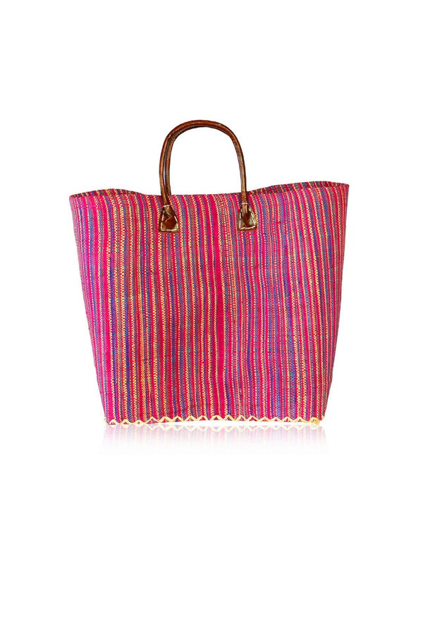 Striped Leather Tote Handbags