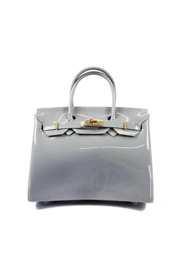 Gray Top Handle Handbag