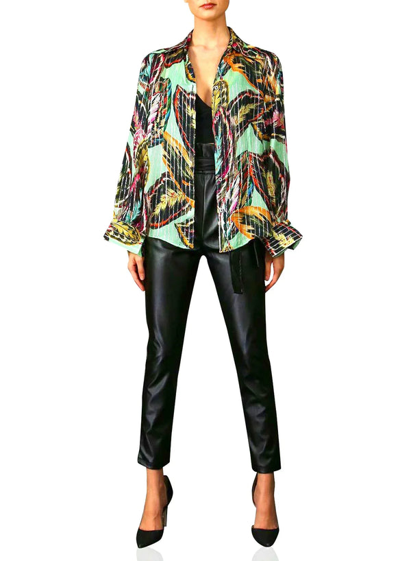 Leaf Print Shirt in Green