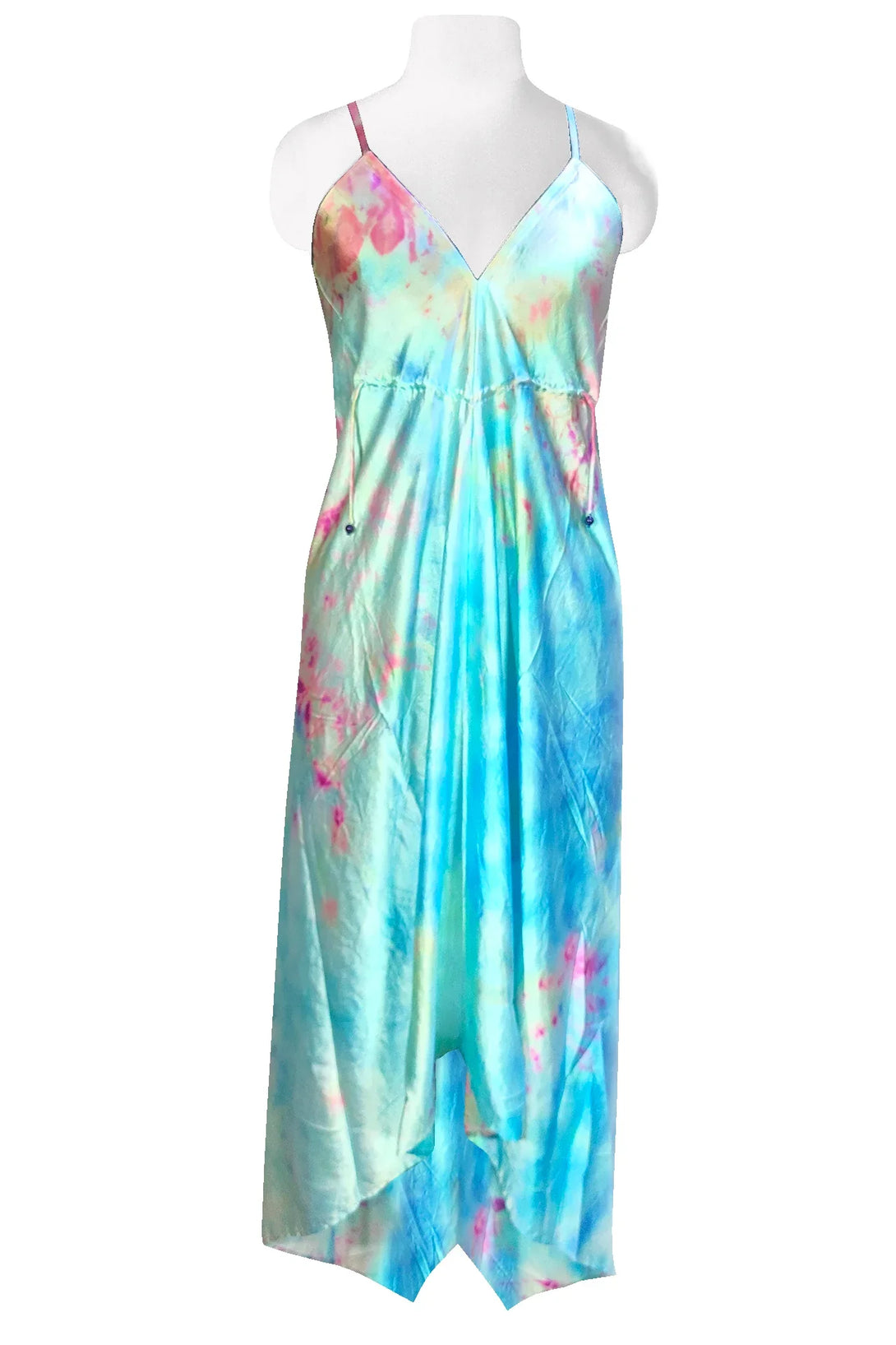 Watercolor Ice Dye Tie-Dye Maxi Handkerchief Dress