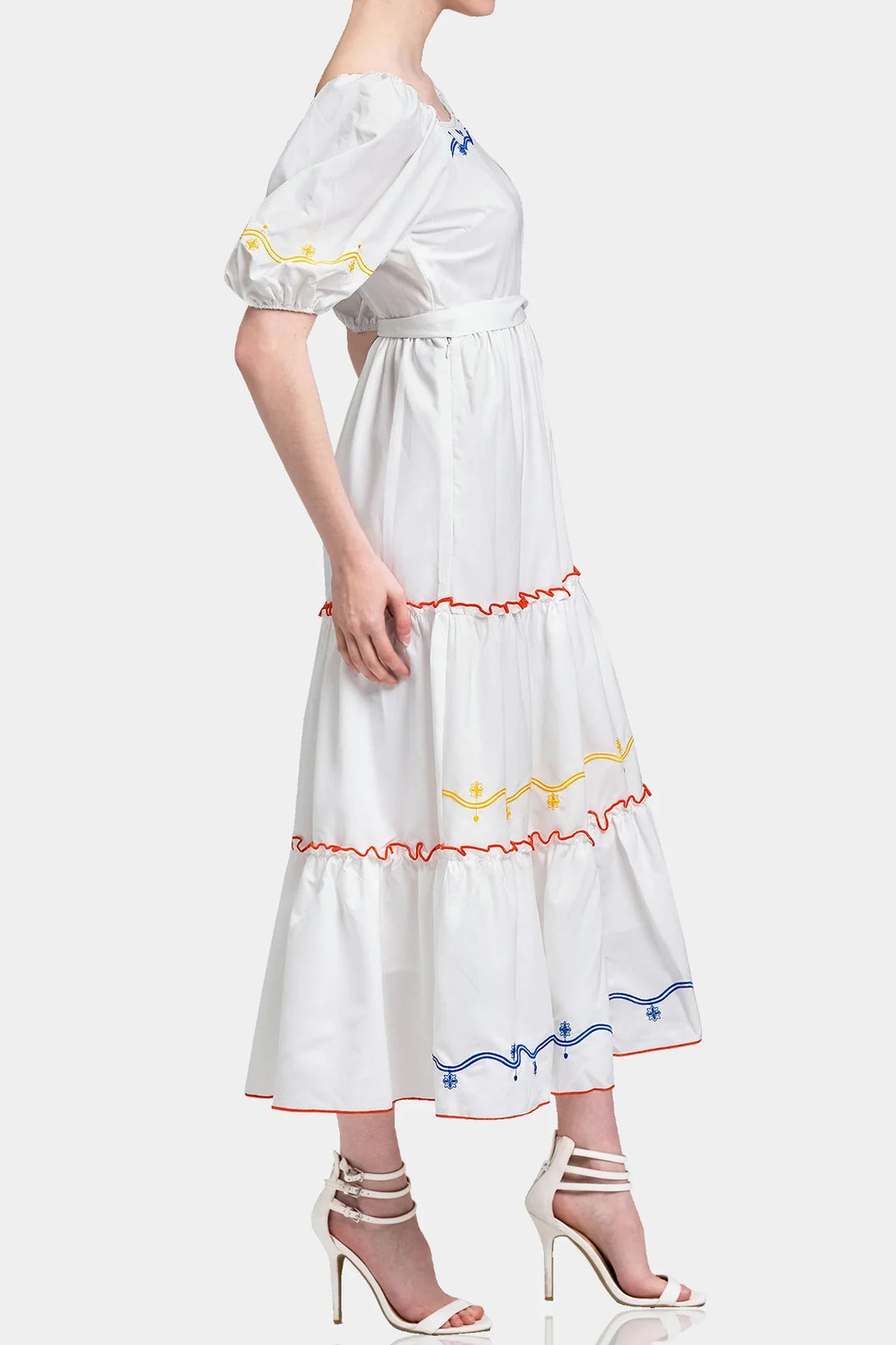 Small - Medium White Long Ruffle Dress for Women Small - Medium White Long Ruffle Dress for Women